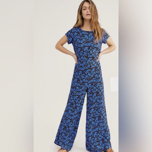 Free People Hailee Blue Floral Jumpsuit Size Small - Picture 2 of 10